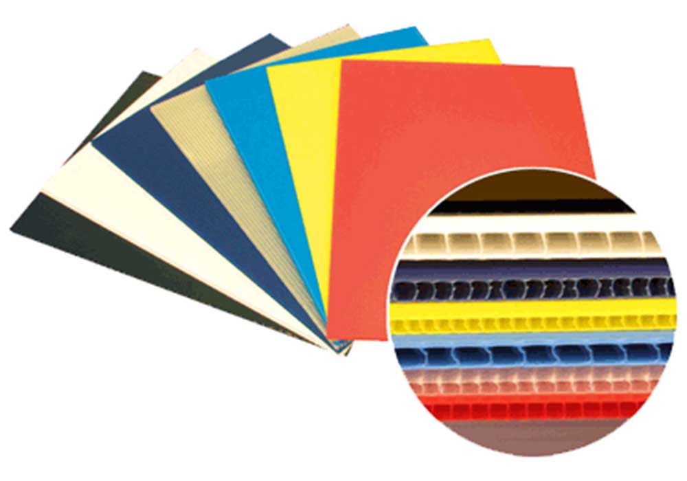 a range of coloured correx sheets