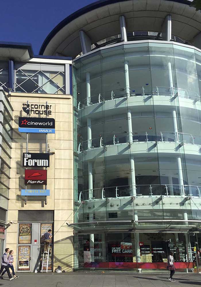 Fitting signs at the Nottingham Cornerhouse